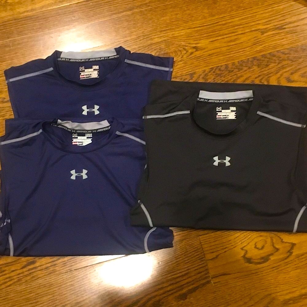 UNDER ARMOUR Mens Black or Navy Blue HeatGear Compression Tank Tops Large